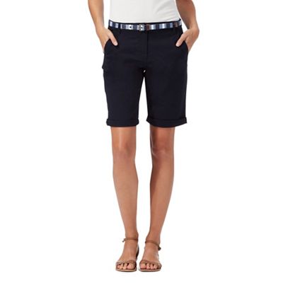 Navy belted chino shorts